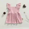 Kız Elbiseler Citgeesummer Solid Bebek Bebek Kızlar rahat prenses elbise kare yakalı kol kıyafetleri