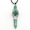 Pendant Necklaces Merkaba Chakra Pendants Natural Stone Aventurine Hexagonal Column Healing Pendulum Women Men Necklace