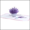 Wenskaarten wenskaarten 3D UP LAVENDER Laser Cut Post Card For Birthday Christmas Valentijnsdag Feest Wedding Decoratie Drop D DHGUS