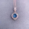 Pendanthalsband Foydjew Luxury Quality Jewely Heart of the Ocean Necklace Rose Gold Plated Simulation London Blue Topaz Stone