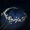 Wedding Hair Jewelry Tiny White Flower Bridal Hair Wreath Vine Pearls Women Jewelry Hand wired Wedding Prom Hair Tiara Headband Accessories T220918