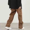 Pantalons pour hommes 2022 Nouvelle mode cheville fermeture à glissière marron baggy hommes cargo large pantalon hip hop droit lâche femmes décontracté pantalons longs pantalon homme T220909