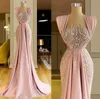 2022 Stunning Pink Prom Dresses Sequined Sleeveless Evening Dress Custom Made uffles Floor Length Women Formal Party Gown BC14402 GB0912