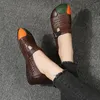 Mocassins d'été pour femmes, chaussures décontractées, sandales compensées, découpes orthopédiques, Vintage, maille respirante, bout carré, sans lacet