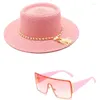 Berets Beach Must-have Hat And Glasses Set European American Style Fashion Anti-UV Straw Sun Sunglasses Hip Hop