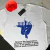 Camisetas Masculinas Rhude Blue Foot Compass Print Tee Homens Mulheres Hip Hop Streetwear Casual Verão Rhude t Shirt TopsA98O