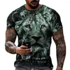 Herren-T-Shirts, modisch, Tiger-Tier-Grafik, Herren-3D-Shirt, Sommer, Street-Stil, O-Ausschnitt, kurzärmelig, Harajuku, Übergröße, männliche T-Shirts, Tops