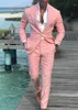 Abiti da uomo Blazer 2 Cappotto moda Pantaloni Spiaggia Abiti da uomo Abiti rosa per ballo di nozze Smoking da sposo slim fit Uomo Abito maschile 2 pezzi Giacca pantalone 220909