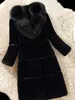 Women's Fur Faux Luxury Winter Coat Thick Long Sleeve Jacket Fashion Fake Collar Outerwear Warm 220912