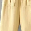 Spodnie kobiety w dużych rozmiarach wiosna i jesienne noszenie Elastyczna talia Bawełniana tkanina Duże spodnie mają kieszenie na fatwomen#39;
