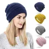 Hiver tricot laine bonnet chapeaux femmes Satin doublé chaud tricoté chapeau doux Stretch en plein air cyclisme casquette de sport