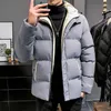 Mens Down Parkas Winter Jackets For Men Harajuku Hooded Parkas Casual Solid Fluffy Heavy Jackets Fashion Korean Streetwear Thick Warm Coats Man 220912