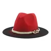 Федора шляпа шляпы для женщин, хлавких мужчин, градиент цвето, 2022 Новая поясная группа роскошная панамская шляпа Красный черный зеленый сомбрерос