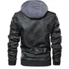 Leer lederen faux motor lederen jas Warm Hooded PU -jas voor herfst en winter 220912