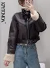 Kadın Kürk Faux Kpytomoa Kadın Moda Kalın Sıcak Shearling Ceket Ceket Vintage Uzun Kollu Kemer Yem Kadın Dış Giyim Şık Tops 220912