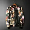 Herrjackor storlek M-5XL Spring och Autumn Boutique Japanese Style Print Stand Collar Mens Casual Jacket Slim Man Coat 220912