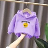 Hoodies 2-8 yaşında kızlar giyim bahar sonbahar çocukları kapüşonlu kazak baskılı boş zamanlar uzun kollu üstler erkekler saf renk kalın hoodie