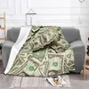 Blankets Money Dollars Blanket Currency Cash Plush Thick UltraSoft Flannel Fleece Throw For Bedding Bedspread Velvet Picnic Art