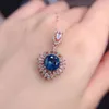 Pendanthalsband Foydjew Luxury Quality Jewely Heart of the Ocean Necklace Rose Gold Plated Simulation London Blue Topaz Stone