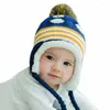 Berets High Quality Toddler Kids Baby Boy Girl Winter Warm Knitted Crochet Earflap Beanie Hat Cap Wool Cute PenguinKnit Ski