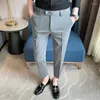 Mäns kostymer 2022 Spring Summer Business Dress Pants for Men Ankle Length Office Social Suit Pant Streetwear Trousers Costume Homme