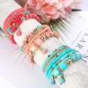 Hilos de cuentas L 6 juegos de pulseras de cuentas apilables bohemias para mujeres y hombres Conjunto de pulseras de múltiples capas Colgante Charm Stretch Bang Ffshop2001 Amel4