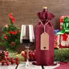 15x35cm rustik jüt çuval bezi şarap çantaları çizim şarap şişesi kapakları yeniden kullanılabilir sargı hediye paketi çantası 912