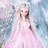 Puppen Kawaii Fashion Pink Girl Bjd 1/3 Komplettset mit Kleidung und Perücke Große 60 cm Gelenkkugelgelenk für Mädchen Weihnachten 220912