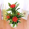 Kwiaty dekoracyjne 7,08 cala sztuczne rośliny doniczkowe z 5 małymi symulacją lotosu Bonsai Office Desktop Ozdoby domowe Dekoracja domu