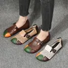 Summer Women's loafers Casual Shoes Sandals Wedge Orthopedic Cutouts Ladies Slip On Vintage mesh breathable square toe