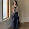 Dwuczęściowe spodnie damskie 2022 Autumn Lightarn Modna moda seksowna krótka kurtka do mokree z długim rękawem damskie topy garnitury butikowe ubranie proste styl