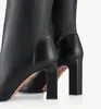 Kvinna Aquazzura Italy Manzoni Boot Bootie äkta läder Suede Zip Mid Calf Block Heel Stretch Ankel Boots Luxury Fashion Box 35-43