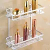 Storage Baskets Antique Space aluminum Bronze Bathroom Shelf Double Layer Square Silver Corner Basket Bathroom Accessories Products 220912