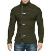 Suéteres para hombre para hombre casual otoño invierno suéter de manga larga masculino sólido cuello alto abotonado top cardigan zip hombre ropa ropa para hombres 220912