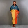 فستان غير رسمي miyake مطوي الفوانيس الخفافيش الأكمام miyake فستان مزاجي غرز v-deac