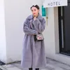 Women's Fur Faux Nerazzurri Winter Long Thick Warm Soft Gray Black Coat Women Fluffy ry Fake Overscoat Korean Fashion 5xl 6xl 7xl 220912