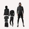 Running Sports Suit Men Tracksuits Casual 5 Piece Set Mens Fitness Wear Sport Shorts Snabba torra tights Kort ￤rm Training Sportkl￤der