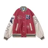 Men's Jackets Hip Hop Baseball Jacket Coat Men Letter B Embroidery Leather Sleeve Varsity Bomber Biker Punk Vintage Fashion College