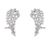 Stud Wing Earrings for Women AAA White Cubic Zirconia Brilliant Female Accessories Party Statement Jewelry Gift
