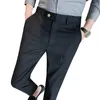 Ternos masculinos 2022 British Style Dress Suit Pant Man Stripe Men Gentlemen Business Casual Trabalho Straight Troushers T282