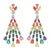 Dangle Earrings Poulisa CZ Zircon Colorful Drop 18K Gold Plated 925 Sterling Silver Earring Cubic Zirconia Drops On Ear Pendient