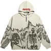 Mens Hoodies Sweatshirts Men Anime Skull Hoodies Women Vintage Gothic Zip Up Long Sleeve Streetwear Loose Coats Harajuku Letter Print Hooded Sweatshirts 220912