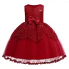 Abiti da ragazza 1-6 anni Flower 2022 Big Bow Prima Comunione Girls Pageant Dress Kids Prom Princess