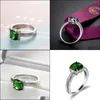 Solitaire Ring 12 PCS Holiday Gift Square Emerald Gemstone 925 Sterling Sier Plated Weddiing Rings Europe CZ Zircon New Drop Dression Dhiho