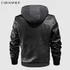 Men's Leather Faux Leather Caranfier Mens jaquetas com capuz de casacos casacos motociclistas Jaqueta de couro Faux Men Classic Winter Jackets Drop 220912