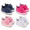 Athletic Shoes Born Girl Prewalker Soft Bottom Anti-slip Footwear Classic Solid Color Princess Crib Lace Flower Baby