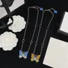 Classic Fashion Butterfly Pendant Necklaces women Flower Necklace Designer Jewelry 18K Plated Jewelry Accessories No Box