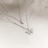 Pendentif Colliers De Mode Brillant Papillon Collier Pour Les Femmes Exquis Double Couche Clavicule Chaîne Strass Fête Bijoux Cadeau 2022