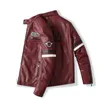 Hommes cuir Faux printemps et automne mâle veste Air Force pilote moto mode mosaïque rouge manteau 220912