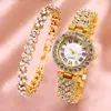Relógios de pulseira de shinestone de luxo para mulheres de moda geométrica quartzo relógio ladras assistir o ouro prata de ouro